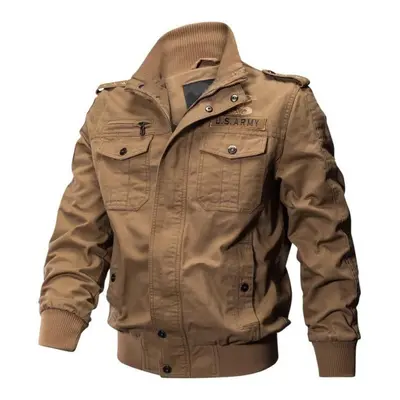 (khaki, XL) Denim Jacket Men Fashion Motorcycle Jeans Jackets Mens Causal Casual Denim Jacket Ma