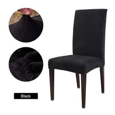 (black, 6PCS) Nordic Style Flannel Elastic Anti -dirty Chair Cover Spandex For Hotel Home Party 