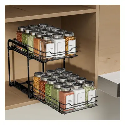 (L10.4*W7.4*H9.1inch-2 Tier, Tier) Pull Out Spice Racks for Inside Cupboard, Tier Spice Rack, Sp