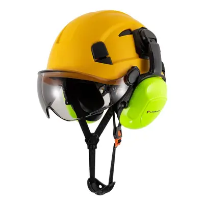 (Yellow+D Suit) Loebuck American Style Construction Work Safety Helmet With Goggles And Noise-re