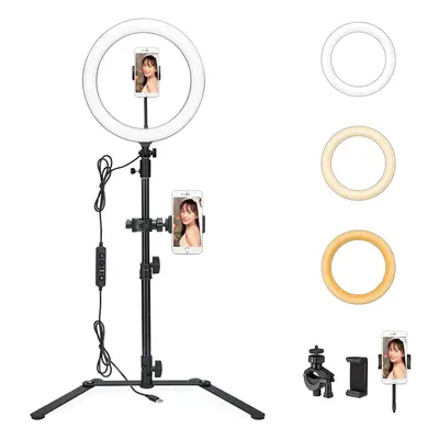 LR120 12inches Ring Light with Desktop Stand, 3000K-6000K Bi-color Tik Tok Ring Light with Phone