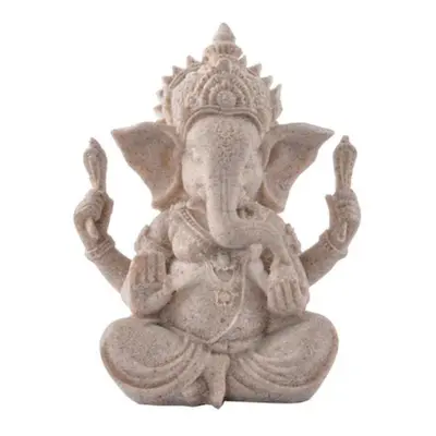 (L) Sandstone Hindu Elephant Fashion Statue Ganesha Party Home Buddha Sculpture Figurine Decorat