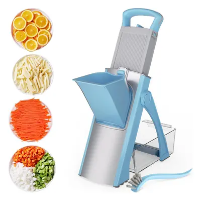 (Bright Blue) Upgraded Version Mandoline Slicer for Kitchen &Safe Vegetable Chopper in & Adjusta