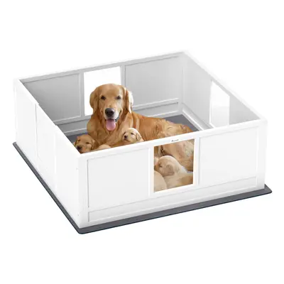 PawHut Dog Whelping Box with Whelping Pad, Adjustable Entrance, x 120cm