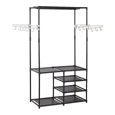 WOLTU Heavy Duty Clothing Coat Rack, Double Rail Garment Rack, Tiers Shelves for Shoes Rack, Hoo