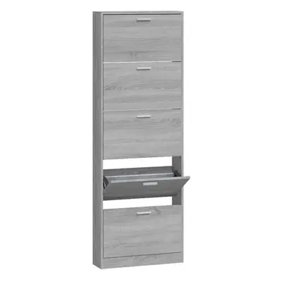 (Grey sonoma, x x cm (W x D x H)) New Wood Shoe Cabinet 5Drawer Organiser Furniture Multi Colour