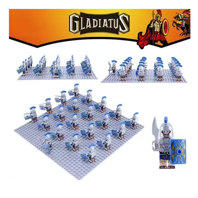 (Spartan blue sword) 21PCS Roman Golden Knight Warrior Minifigures Toys Action figures Building 