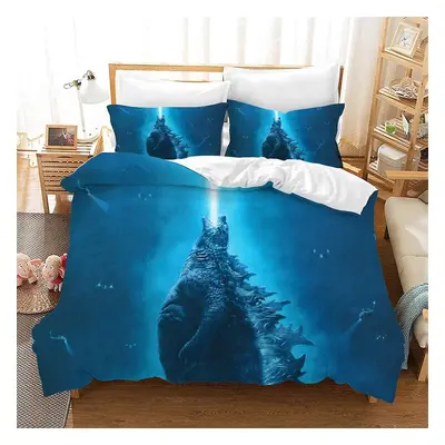 (Double200x200cm, One size) Duvet Cover Godzilla, Dinosaur Monster Pillowcase Bedding Anti-mite 