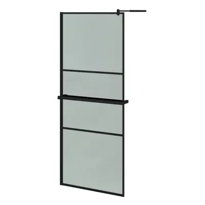 (black, x cm) vidaXL Walk-in Shower Wall Bath Enclosure with Shelf ESG Glass and Aluminium