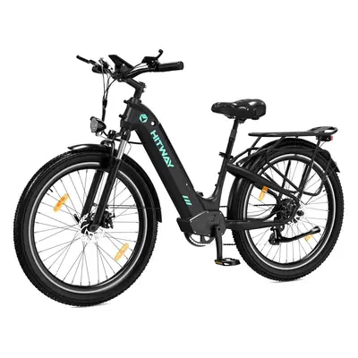 (Black) HITWAY BK16 Electric Bike 26x3.0 250W City Cruiser E-bike 48V 18Ah Removable Battery Max