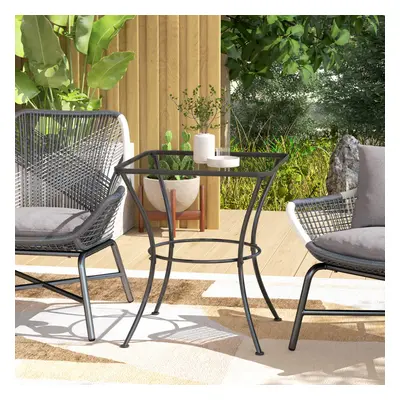 Outsunny cm Square Metal table Outdoor Bistro Table Coffee Desk, Black