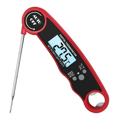 (Red) Waterproof Digital Instant Read Food Thermometer For BBQ Kitchen Cooking Baking