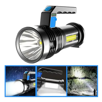 2PCS P500 Double Light 500m Long Range Strong Flashlight with COB Sidelight USB Rechargeable Pow