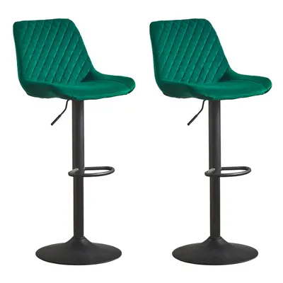 (2, GREEN) 1X2X Bar Stools PU/ Velvet Breakfast Stool Chairs