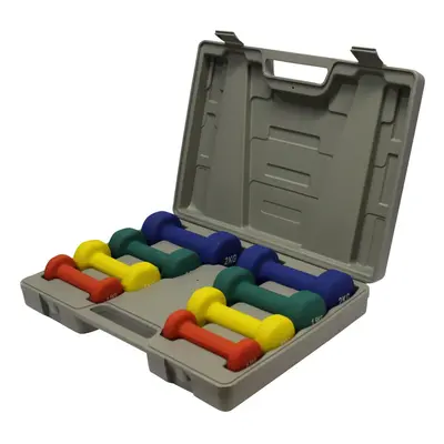 Neoprene Dumbbell Set Ladies Arm Hand Weights Exercise For Home Gym With Carry Case Multicolour