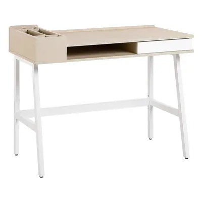 Home Office Desk with Storage White PARAMARIBO