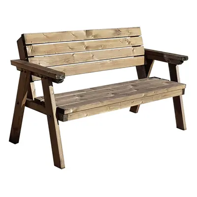 (4ft, Rustic Brown) Bench Wooden Outdoor Garden Fence Seating With Back Support Consilium