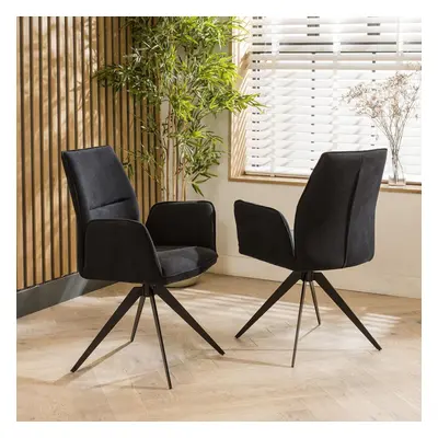 2 Nova Swivel Carver Dining Chairs Black