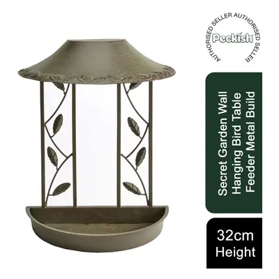 Peckish Secret Garden Wall Hanging Bird Table Feeder Metal 32cm height