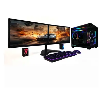 Gaming PC - i5 12400F - 16GB DDR5/500GB SSD/WIN11/RTX 8GB - 2x24" Monitors