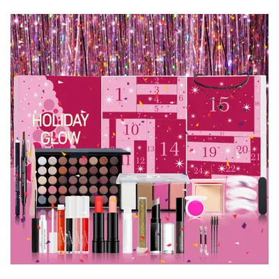 (22.5x18.5x5cm, Pink) Advent Calendar Beauty Holiday Calendar Makeup Set Countdown To Christmas 