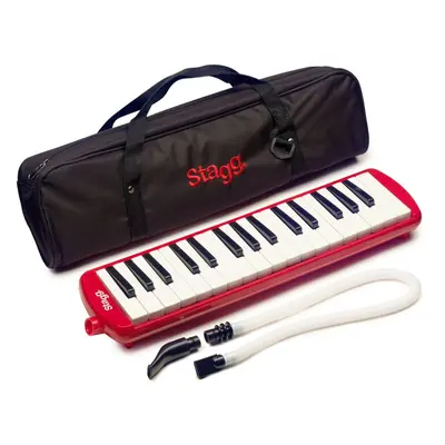 Melodica Keys, Pianica, Mouthpieces Included with Carry Bag, Red