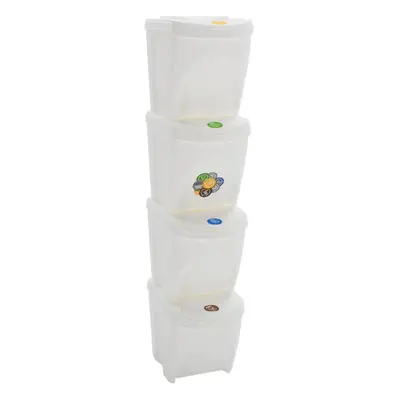 (white, L) vidaXL Stackable Dustbins Outdoor Rubbish Bin Trash Waste Garbage Bin pcs