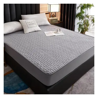 (grey, 160*200cm) Waterproof Bed Cover Single Solid Color Thickened Bedwetting Cover Simmons Mat