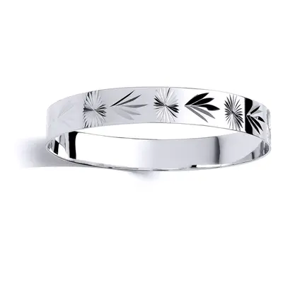 Jewelco London Kids Sterling Silver Diamond-cut Engraved Willow Tree Leaf Slave Baby Bracelet 10