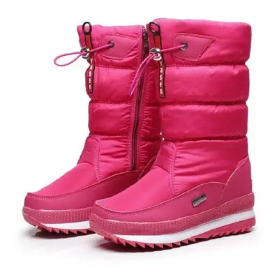 (pink, 39) Women Snow Boots Platform Winter Boots Thick Plush Waterproof Non-slip Boots Fashion 