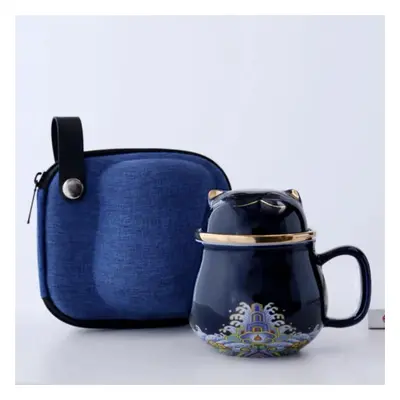 (as the picture, B) Hi Ceramic Teacup With Infuser And Lid Portable Travel Coffee Cup With Filte