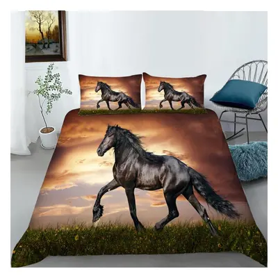 (as the picture, EU King 220x240cm) Animal Duvet Cover Set Horse 3D Printing Queen Single Size S