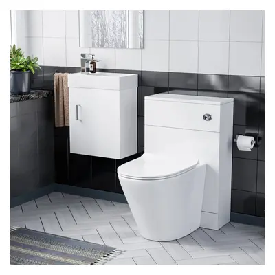 Nanuya White Wall Hung Cabinet, BTW WC Unit & Soft Close Toilet Seat