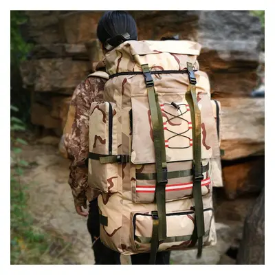 (sand) 130l Extra Large Capacity Outdoor Waterproof Travel Camping Backpack Climbing Bag Hiking 