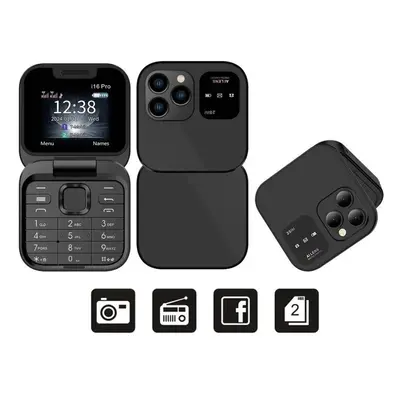 (black) Mini Fold Mobile Phone 2g Gsm Dual Sim Card Speed Dial Video Player Magic Voice 3.5mm Ja