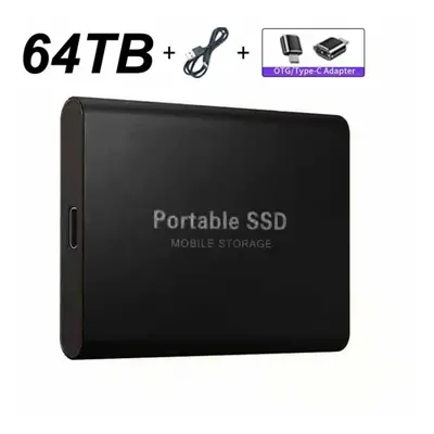 (Black 64TB) External Hard Drive Portable Shockproof Mobile SSD