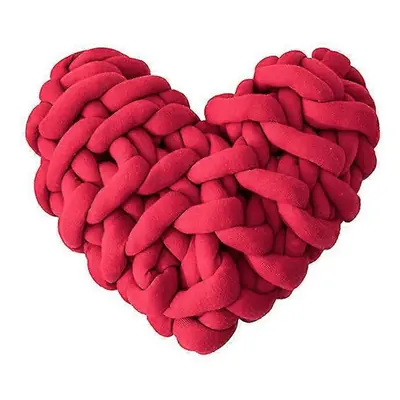 (red) Handmade Weave Knot Cushion Heart Shaped Macaron Color Cushion Decor Home