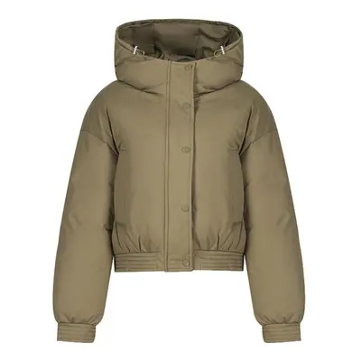 (coffee, XXL) Women Autumn Winter Soild Color Thicken Outwear Cotton Padded Hooded Warm Jacket C