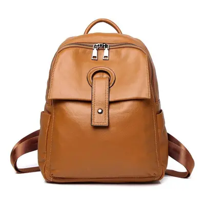 (brown) Women Quality Designer Genuine Leather Backpacks For Women Casual Daypack Black Vintage 