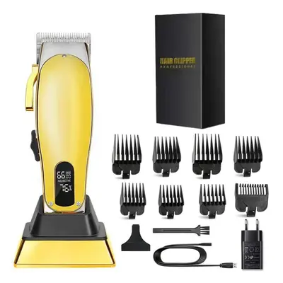 (as the picture, gold With box) Full Metal Professional Hair Clipper Electric Beard Hair Trimmer