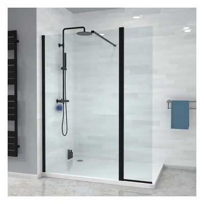 Nes Home Wet Room Shower Enclosure Screen and Flipper Return Panel 8mm Black