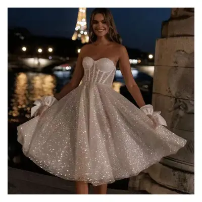 (snow, 5XL) Sexy Mini Short Sequin Homecoming Dress A Line Tiered Cocktail Dress Sleveless Prom 