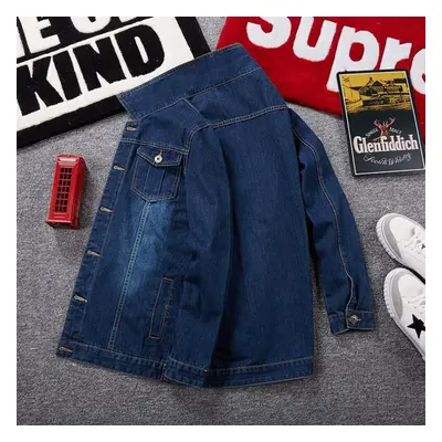 (blue, XXXXXL) Plus Size Denim Jacket Winter Classic Casual Jeans Jackets Fashion Hip Hop Male S