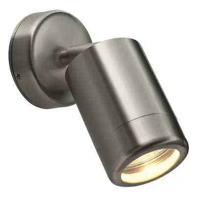 Adjustable IP65 Wall Spotlight - 7W LED GU10 - Brushed Stainless Steel