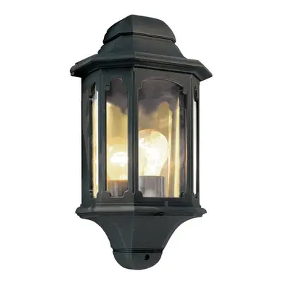 Outdoor IP44 Bulb Half Lantern Wall Light Sided Black LED E27 100W