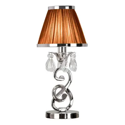 Esher Luxury Small Table Lamp Nickel Crystal Brown Shade Traditional Bulb Holder