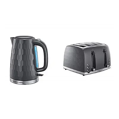 Russell Hobbs Honeycomb Kettle and Slice Toaster, Rapid Boil, Grey