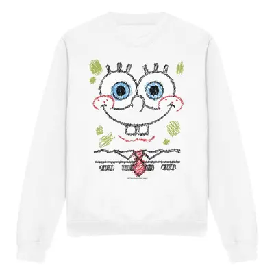 (XXL, White) SpongeBob SquarePants Unisex Adult Scribble Smile Sweatshirt