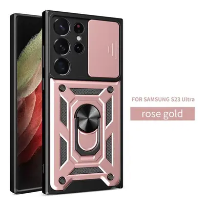 (rose gold, For Galaxy S23) For Samsung Galaxy S23 Ultra Case Car Magnetic Holder Ring Armor Pho