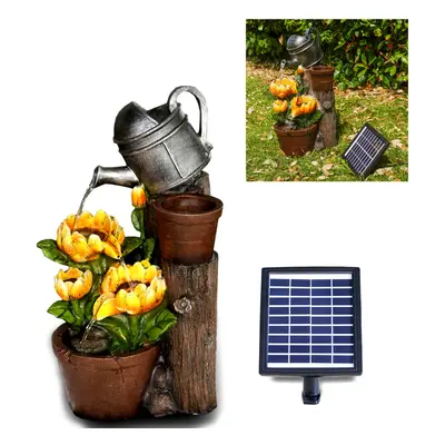 (SOLAR SUNFLOWERS FOUNTAIN) GEEZY Solar LED Statues Home Decoration Outdoor Garden Water Feature